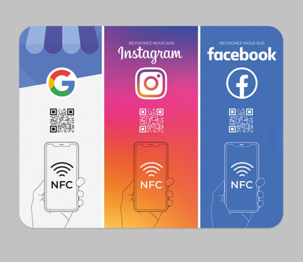 Plaque NFC Trio Google/Instagram/Facebook 18CMx15CM – Image 2