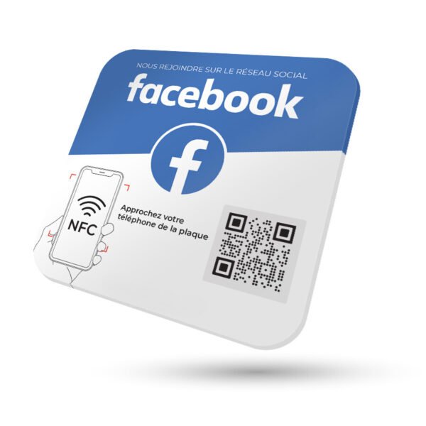 Plaque NFC FACEBOOK de 12cm x 12cm
