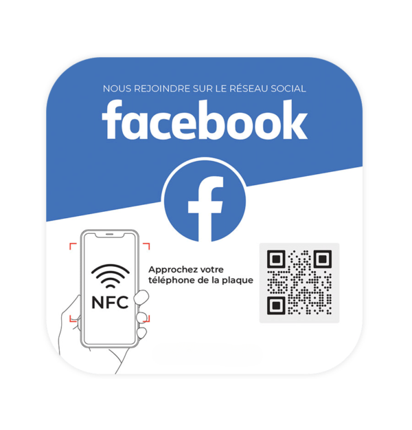 Plaque NFC FACEBOOK de 12cm x 12cm – Image 3