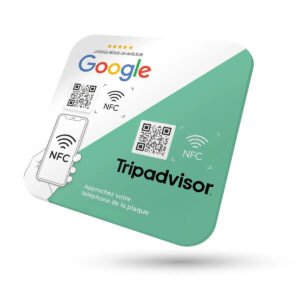 Plaque NFC Duo Google/Tripadvisor de 12cm x 12cm