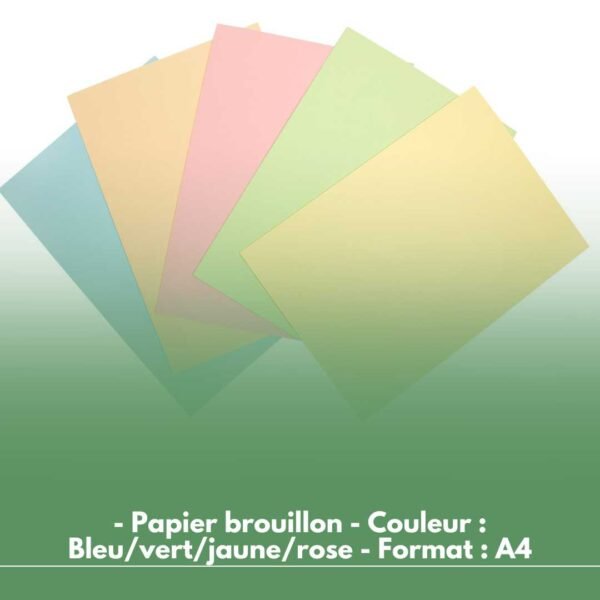 Ramette de papier brouillon 4 coloris