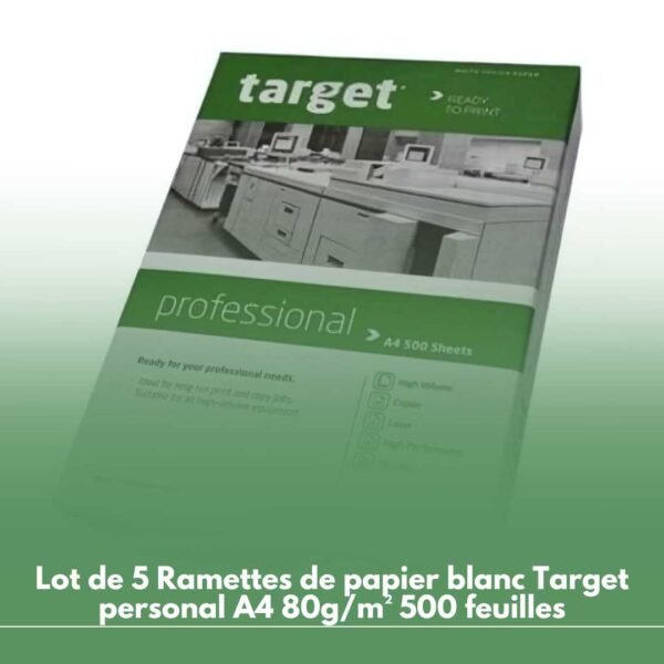 Lot de 5 Ramettes de papier blanc Target personal A4 80g/m² 500 feuilles
