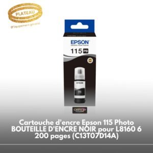 Cartouche d'encre Epson 115 Photo BOUTEILLE D'ENCRE NOIR pour L8160 6 200 pages (C13T07D14A)