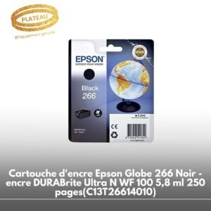 Cartouche d'encre Epson Globe 266 Noir - encre DURABrite Ultra N WF 100 5,8 ml 250 pages(C13T26614010)