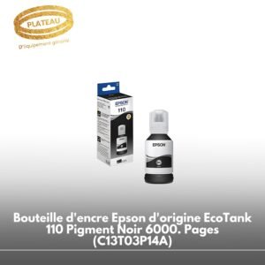 Bouteille d'encre Epson d'origine EcoTank 110 Pigment Noir 6000. Pages (C13T03P14A)