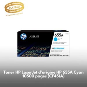 Toner HP LaserJet d'origine HP 655A Cyan 10500 pages (CF451A)