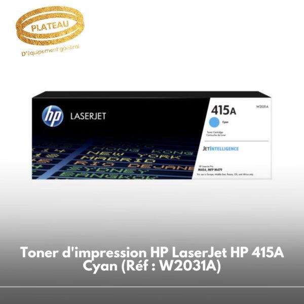 Toner d'impression HP LaserJet HP 415A Cyan (Réf : W2031A)