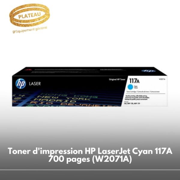 Toner d'impression HP LaserJet Cyan 117A 700 pages (W2071A)