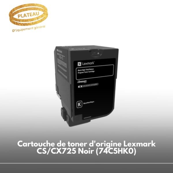 Cartouche de toner d'origine Lexmark CS/CX725 Noir (74C5HK0)
