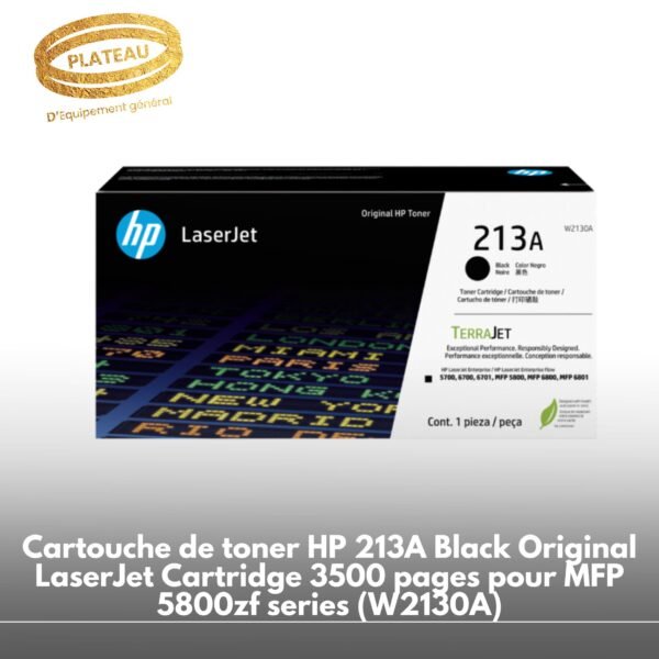 Cartouche de toner HP 213A Black Original LaserJet Cartridge 3500 pages pour MFP 5800zf series (W2130A)