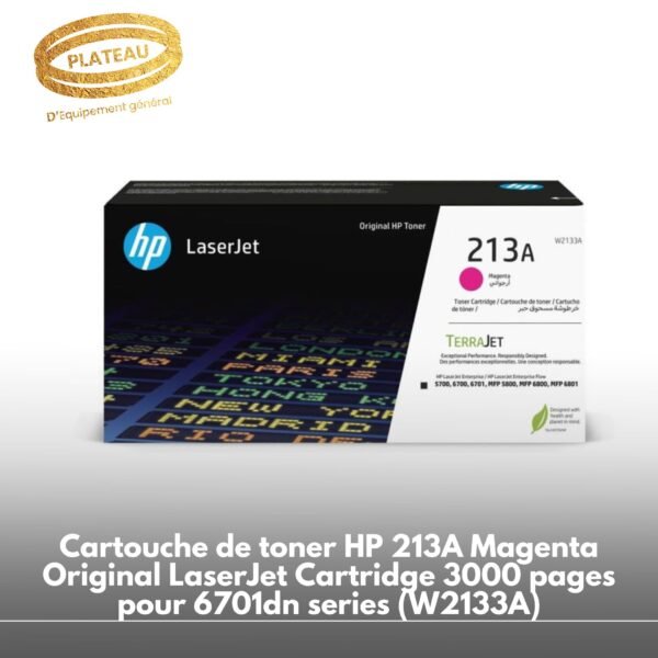 Cartouche de toner HP 213A Magenta Original LaserJet Cartridge 3000 pages pour 6701dn series (W2133A)