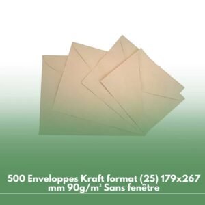500 Enveloppes Kraft format (25) 179x267 mm 90g/m² Sans fenêtre