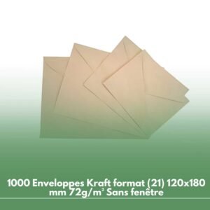 1000 Enveloppes Kraft format (21) 120x180 mm 72g/m² Sans fenêtre