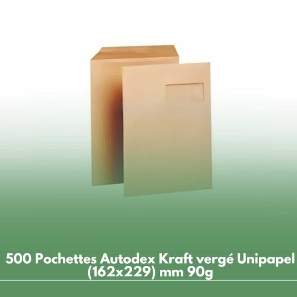 500 Pochettes Autodex Kraft vergé Unipapel (162x229) mm 90g