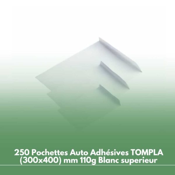 250 Pochettes Auto Adhésives TOMPLA (300x400) mm 110g Blanc superieur