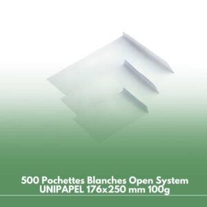 500 Pochettes Blanches Open System UNIPAPEL 176x250 mm 100g