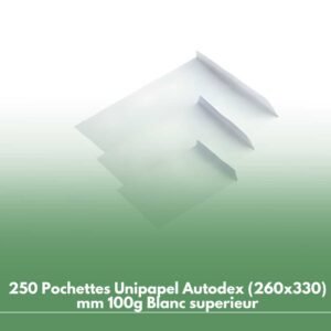 250 Pochettes Unipapel Autodex (260x330) mm 100g Blanc superieur