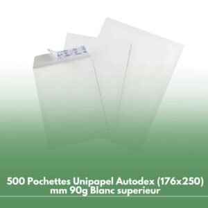 500 Pochettes Unipapel Autodex (176x250) mm 90g Blanc superieur