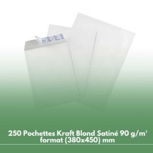 250 Pochettes Kraft Blond Satiné 90 g/m² format (380x450) mm