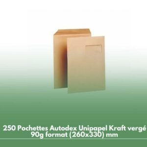 250 Pochettes Autodex Unipapel Kraft vergé 90g format (260x330) mm