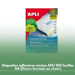 Etiquettes adhesives mixtes APLI 100 feuilles A4 (Divers formats au choix)