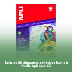 Boite de 50 étiquettes adhésives feuille à feuille Apli pour CD