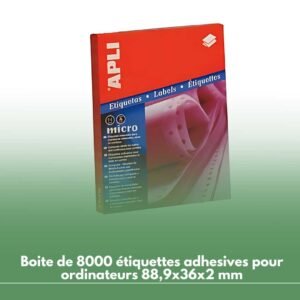 Boite de 8000 étiquettes adhesives pour ordinateurs 88,9x36x2 mm