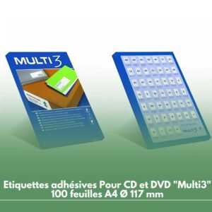 Etiquettes adhésives Pour CD et DVD "Multi3" 100 feuilles A4 Ø 117 mm