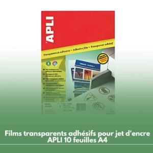 Films transparents adhésifs pour jet d'encre APLI 10 feuilles A4