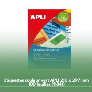 Etiquettes couleur vert APLI 210 x 297 mm 100 feuilles (11841)