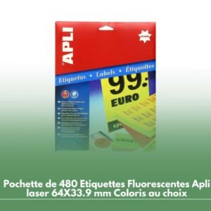 Pochette de 480 Etiquettes Fluorescentes Apli laser 64X33.9 mm Coloris au choix