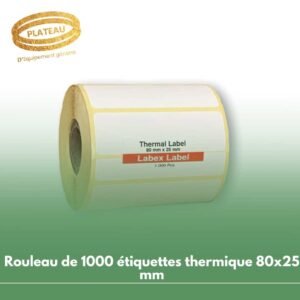 Rouleau de 1000 étiquettes thermique 80x25 mm