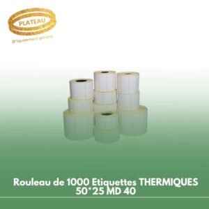 Rouleau de 1000 Etiquettes THERMIQUES 50*25 MD 40