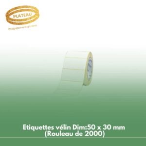 Etiquettes vélin Dim:50 x 30 mm (Rouleau de 2000)