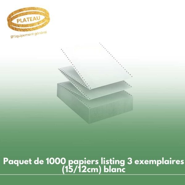 Paquet de 1000 papiers listing 3 exemplaires (15/12cm) blanc