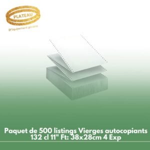 Paquet de 500 listings Vierges autocopiants 132 cl 11" Ft: 38x28cm 4 Exp