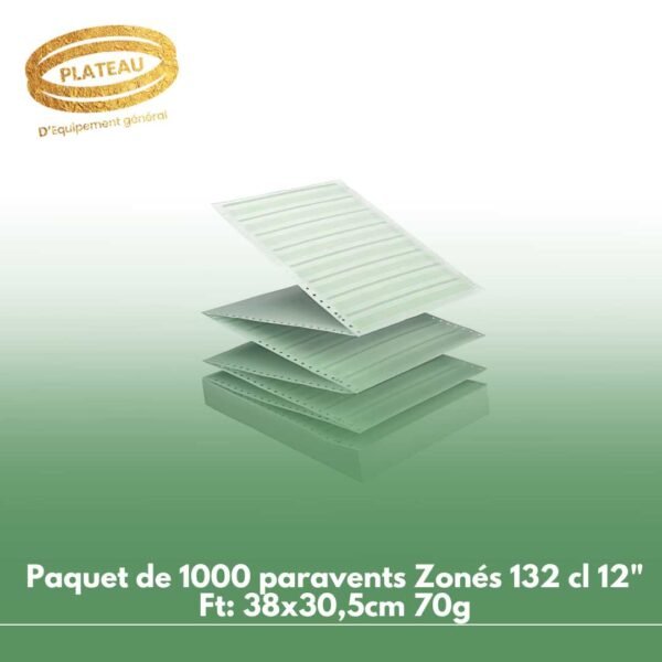 Paquet de 1000 paravents Zonés 132 cl 12" Ft: 38x30,5cm 70g