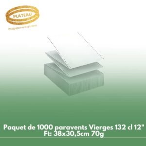 Paquet de 1000 paravents Vierges 132 cl 12" Ft: 38x30,5cm 70g