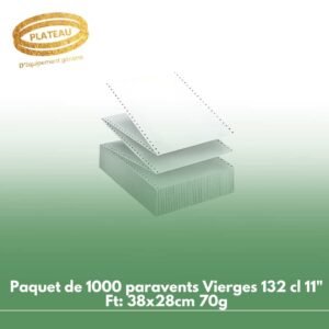 Paquet de 1000 paravents Vierges 132 cl 11" Ft: 38x28cm 70g