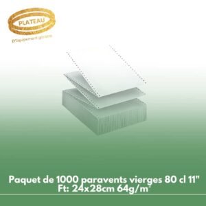 Paquet de 1000 paravents vierges 80 cl 11" Ft: 24x28cm 64g/m²