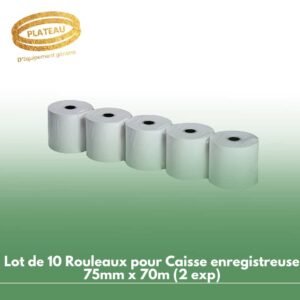 Lot de 10 Rouleaux pour Caisse enregistreuse 75mm x 70m (2 exp)