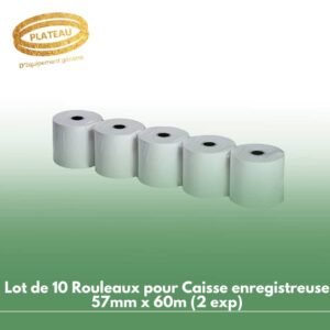 Lot de 10 Rouleaux pour Caisse enregistreuse 57mm x 60m (2 exp)