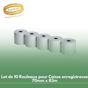 Lot de 10 Rouleaux pour Caisse enregistreuse 70mm x 83m