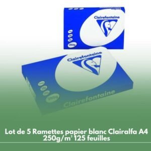 Lot de 5 Ramettes papier blanc Clairalfa A4 250g/m² 125 feuilles