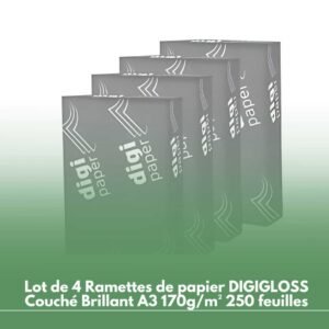 Lot de 4 Ramettes de papier DIGIGLOSS Couché Brillant A3 170g/m² 250 feuilles