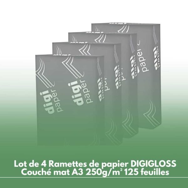 Lot de 4 Ramettes de papier DIGIGLOSS Couché mat A3 250g/m² 125 feuilles