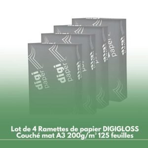Lot de 4 Ramettes de papier DIGIGLOSS Couché mat A3 200g/m² 125 feuilles