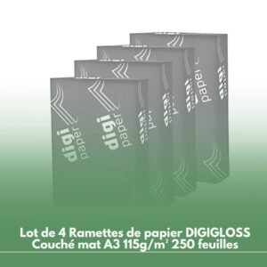 Lot de 4 Ramettes de papier DIGIGLOSS Couché mat A3 115g/m² 250 feuilles