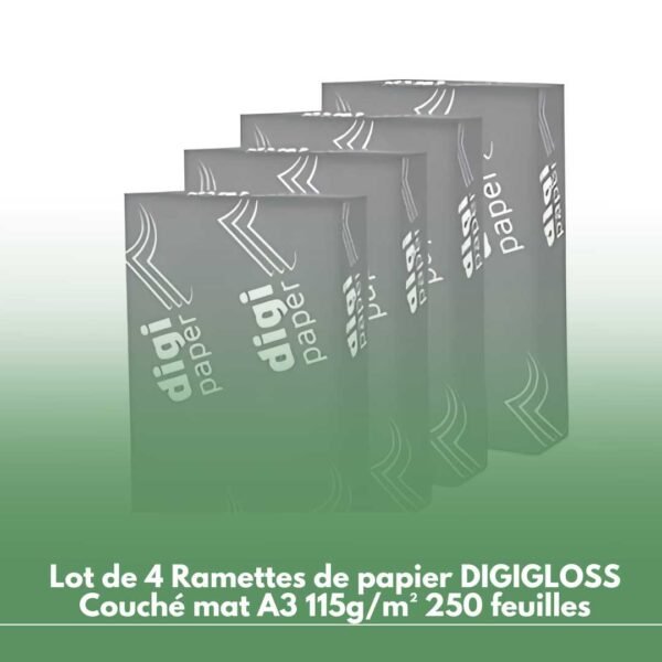 Lot de 4 Ramettes de papier DIGIGLOSS Couché mat A3 115g/m² 250 feuilles