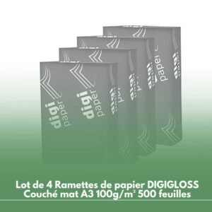 Lot de 4 Ramettes de papier DIGIGLOSS Couché mat A3 100g/m² 500 feuilles